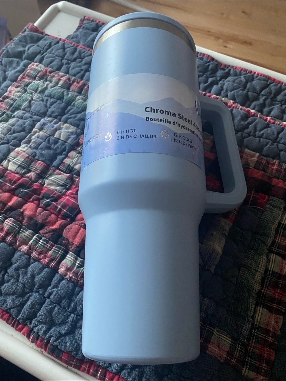 Light Blue Insulated Travel Mug with Handle